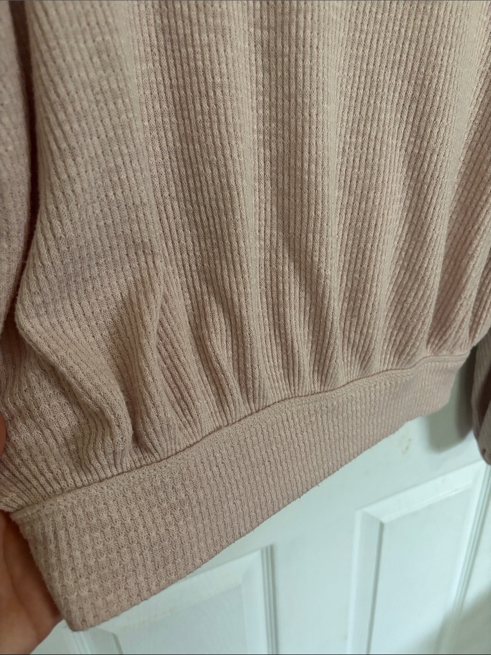 Free People Light Pink Sweater Top with Burgundy Floral Balloon Sleeves - Picture 6 of 10
